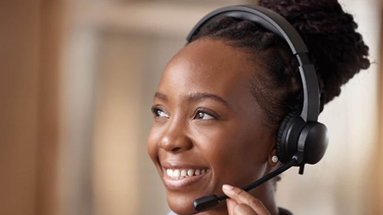 Employees using computers in an office
